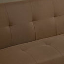 Brown Polyester 69'' Wide Cushion Back Convertible Sofa