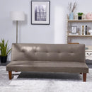 69'' Wide Khlki Leather Match Cushion Back Convertible Sofa