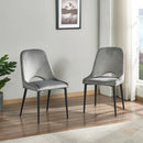 Velvet Side Chair in Gray (Set of 2)