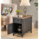 23'' Tall Black End Table with Storage and Built-In Outlets