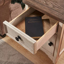 23'' Tall White End Table with Storage and Built-In Outlets