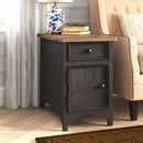 23'' Tall Black End Table with Storage and Built-In Outlets