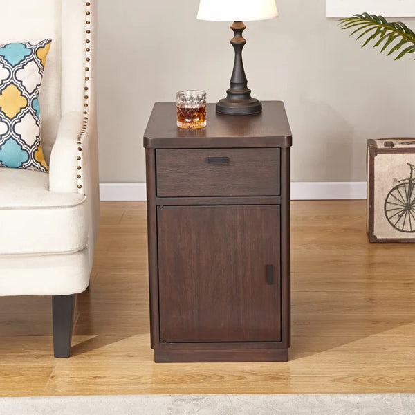 Amyrical 24 Tall Drum End Table with Built In Outlets