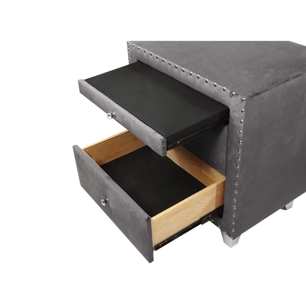 Drawer Nightstand Entirely upholstered with matte velvet