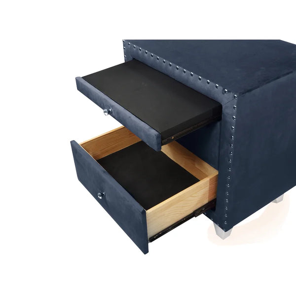 Drawer Nightstand Entirely upholstered with matte velvet