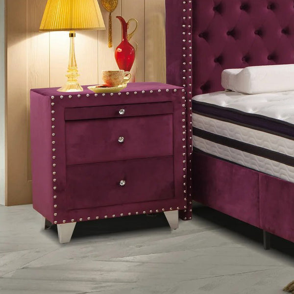 Drawer Nightstand Entirely upholstered with matte velvet