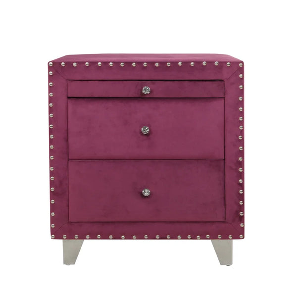 Drawer Nightstand Entirely upholstered with matte velvet
