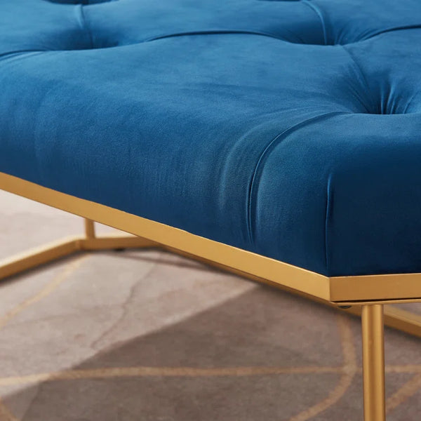 44'' Wide Blue Tufted Rectangle Cocktail Ottoman