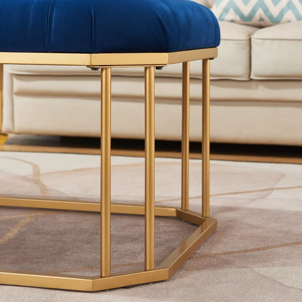 44'' Wide Blue Tufted Rectangle Cocktail Ottoman