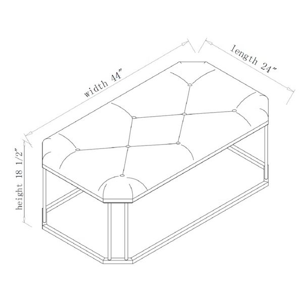44'' Wide Tufted Rectangle Cocktail Ottoman