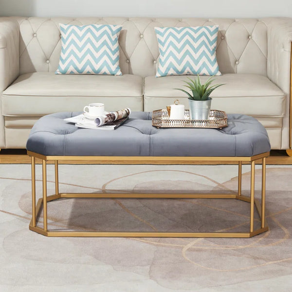 44'' Wide Gray Tufted Rectangle Cocktail Ottoman