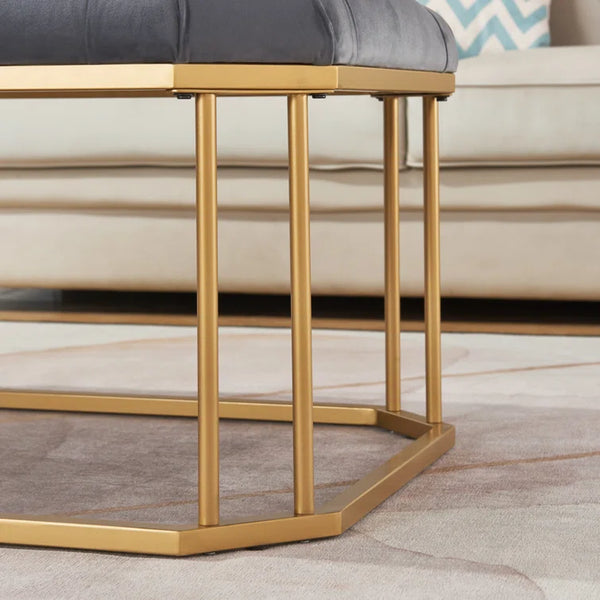 44'' Wide Gray Tufted Rectangle Cocktail Ottoman