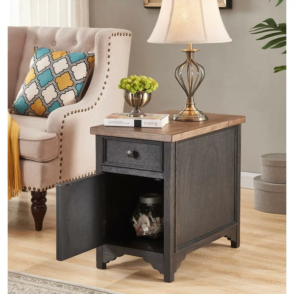 23 Tall End Table with Storage and Built In Outlets