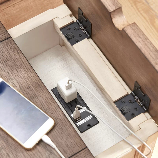 Table With Built In Outlet 23'' Tall End Table with Storage and Built-In Outlets