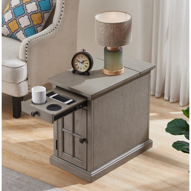 End table with online built in outlet