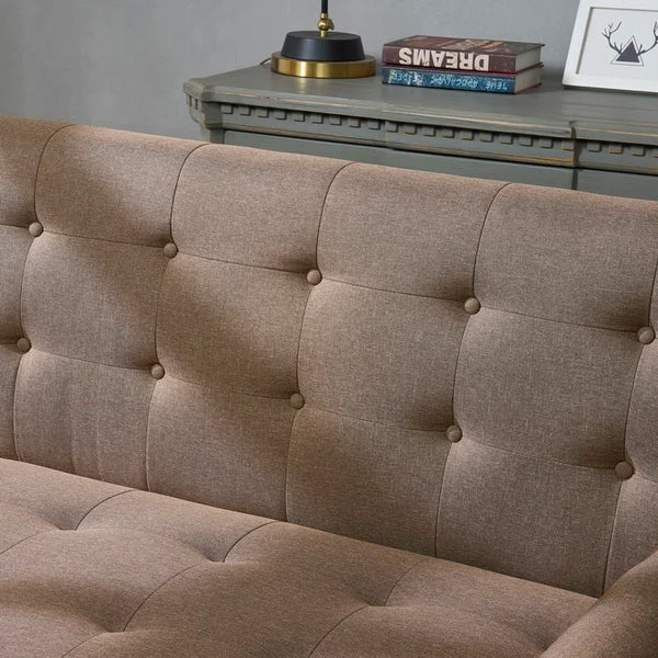 Brown Polyester Blend 75'' Square Arm Sofa