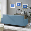 Blue Polyester Blend 75'' Square Arm Sofa