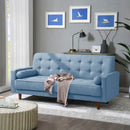 Blue Polyester Blend 75'' Square Arm Sofa