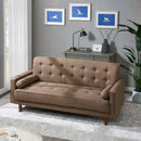 Brown Polyester Blend 75'' Square Arm Sofa