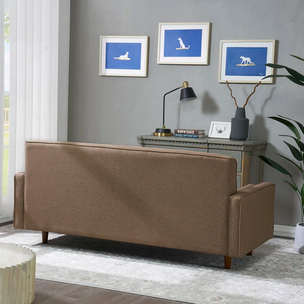 Brown Polyester Blend 75'' Square Arm Sofa