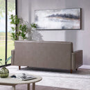 75'' Khaki Faux Leather Square Arm Sofa