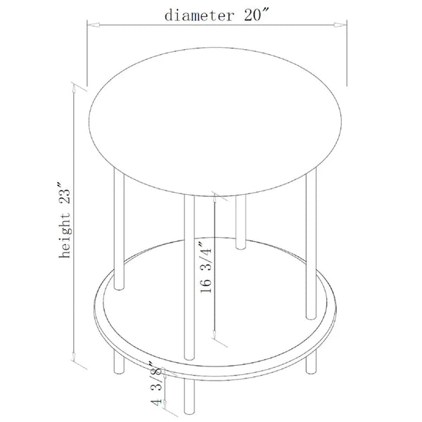 Brown Top/Gold Base 23'' Tall End Table