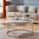 Gray Polyester Blend 36'' Wide Tufted Round Cocktail Ottoman