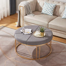 Dark Gray Polyester Blend 36'' Wide Tufted Round Cocktail Ottoman